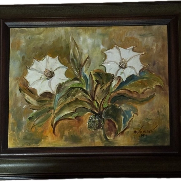 Original Oil Painting by RUTH BLACK Signed & Dated of San Antonio’s White Lilly - Picture 5 of 8